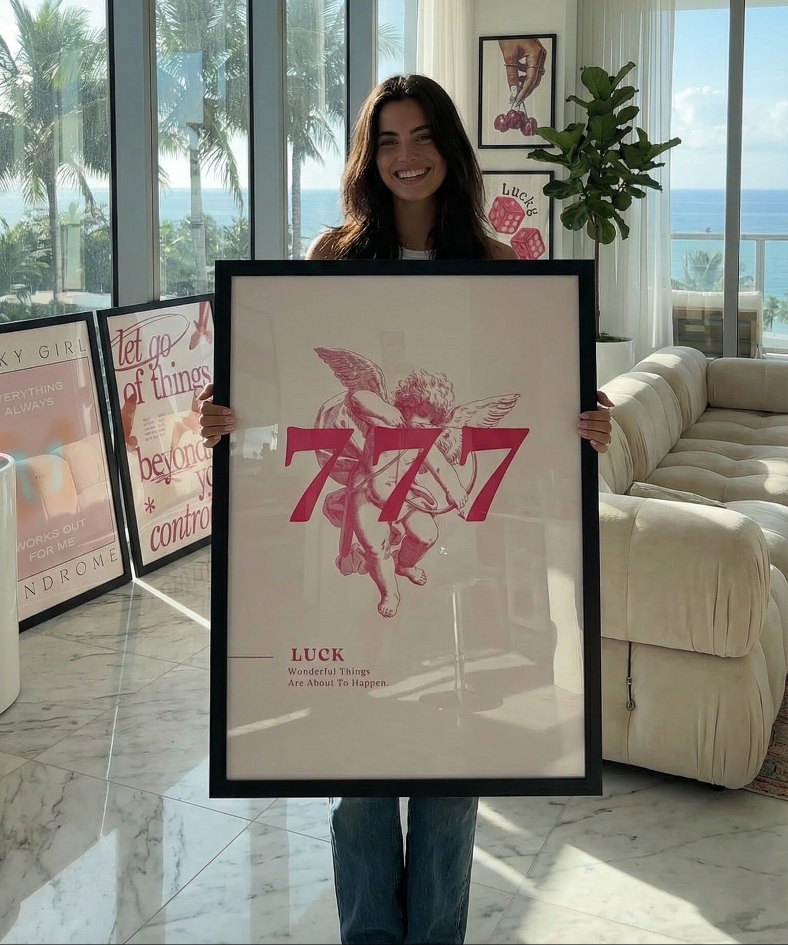 Lucky 777 Cherub Framed Poster