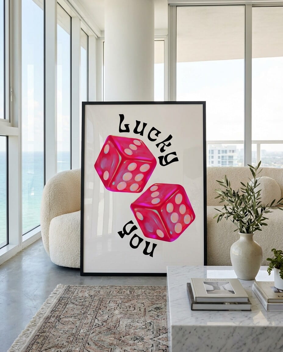 Lucky You Dice Framed Poster