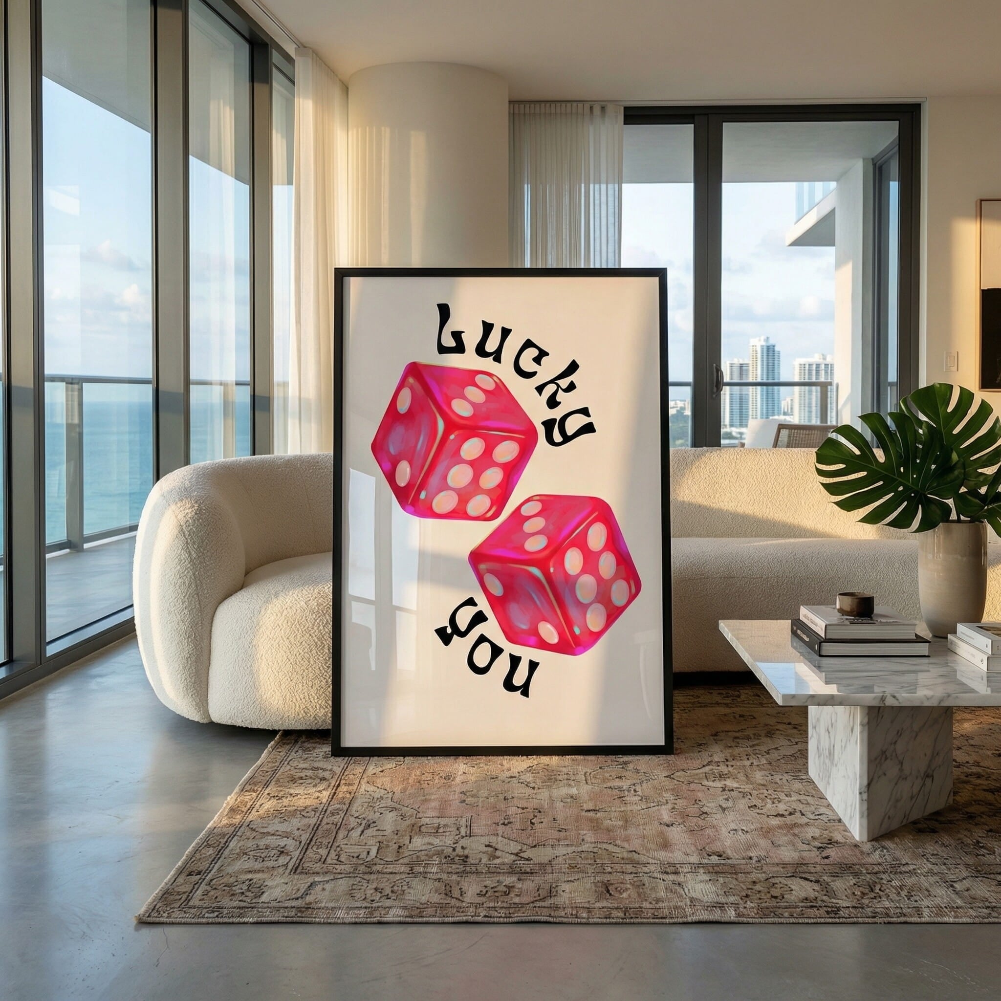 Lucky You Dice Framed Poster