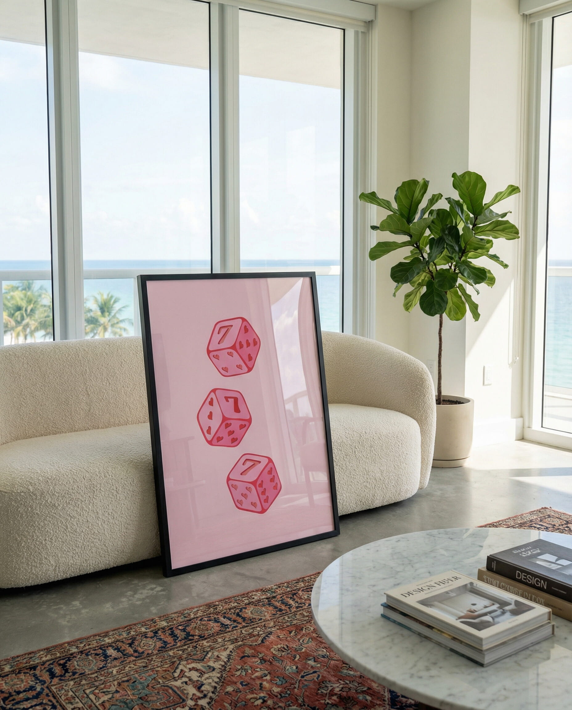 Hearts 7 Dice Framed Poster