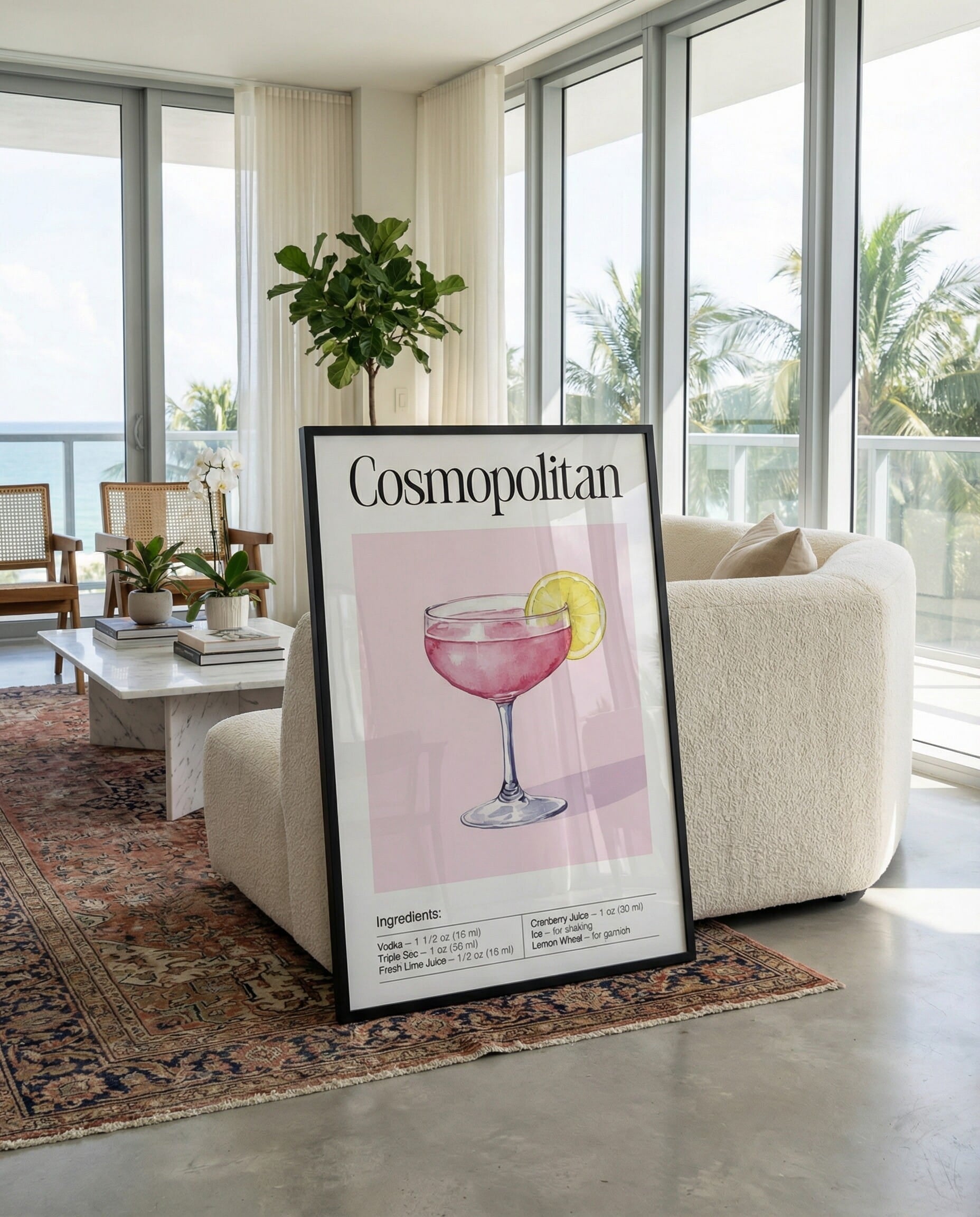 Cosmopolitan Recipe Framed Poster