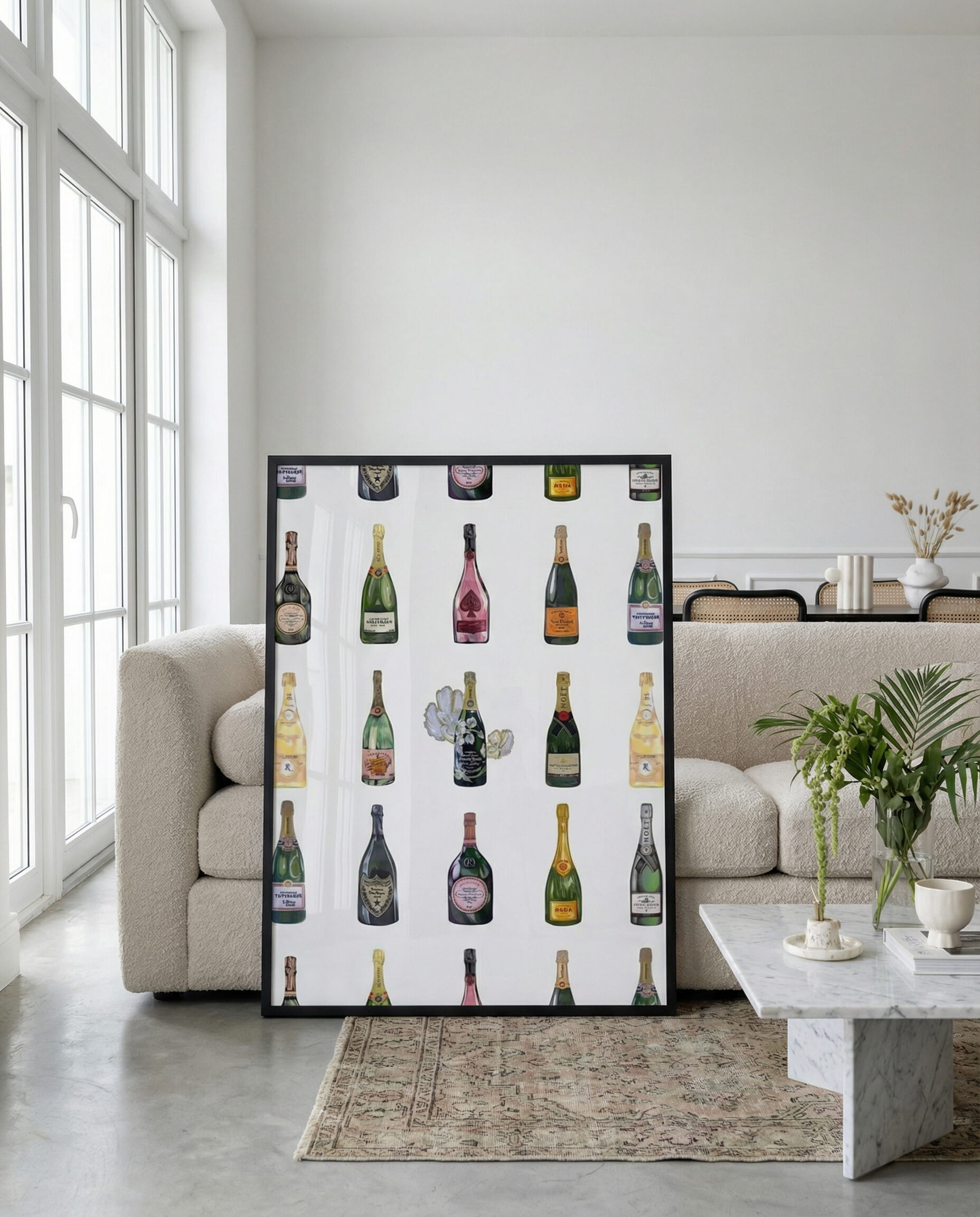 Iconic Champagne Bottles Framed Poster