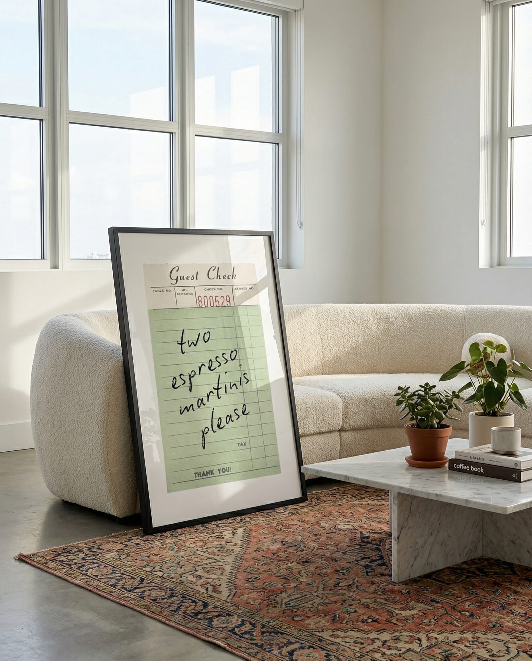 Diner Check Martinis Framed Poster