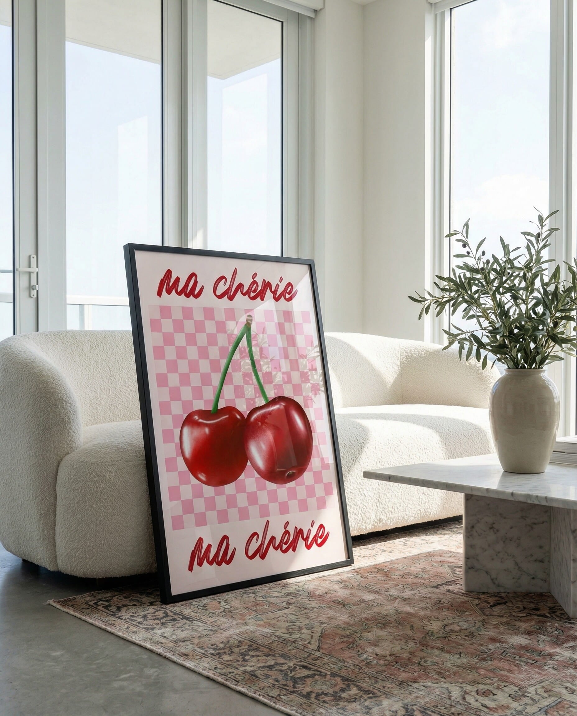 Ma Chérie Retro Cherry Framed Poster