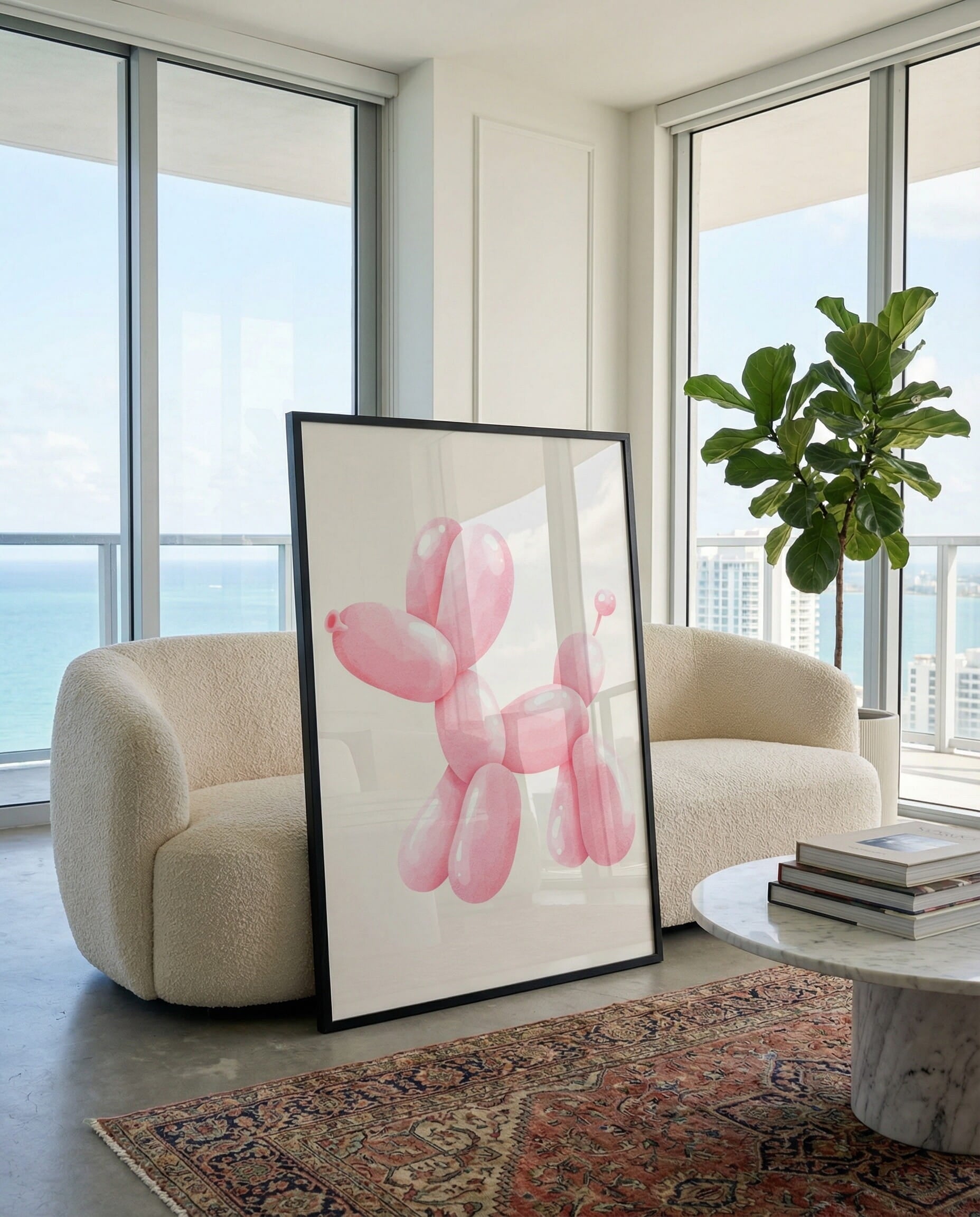 Pink Balloon Dog Framed Poster