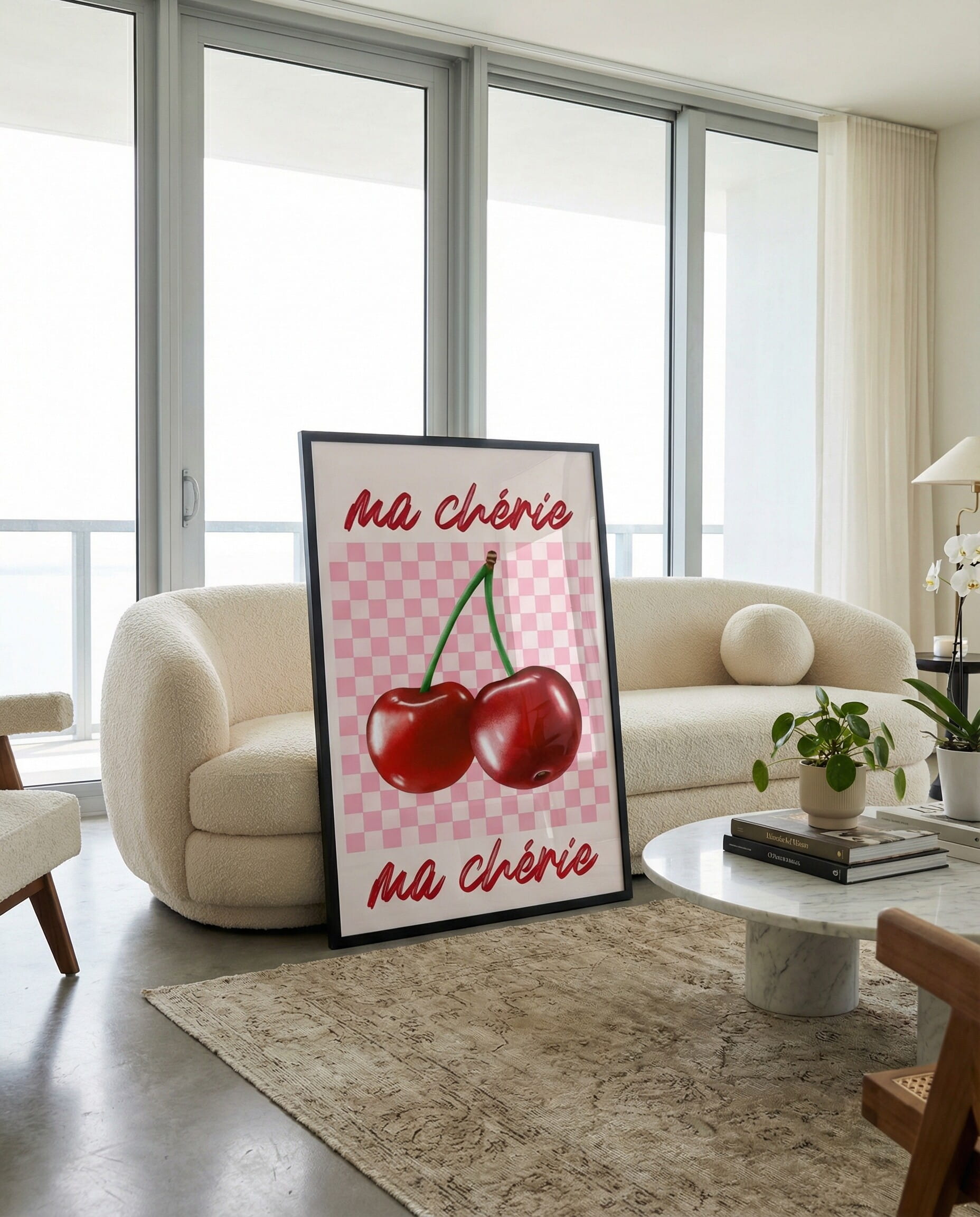 Ma Chérie Retro Cherry Framed Poster